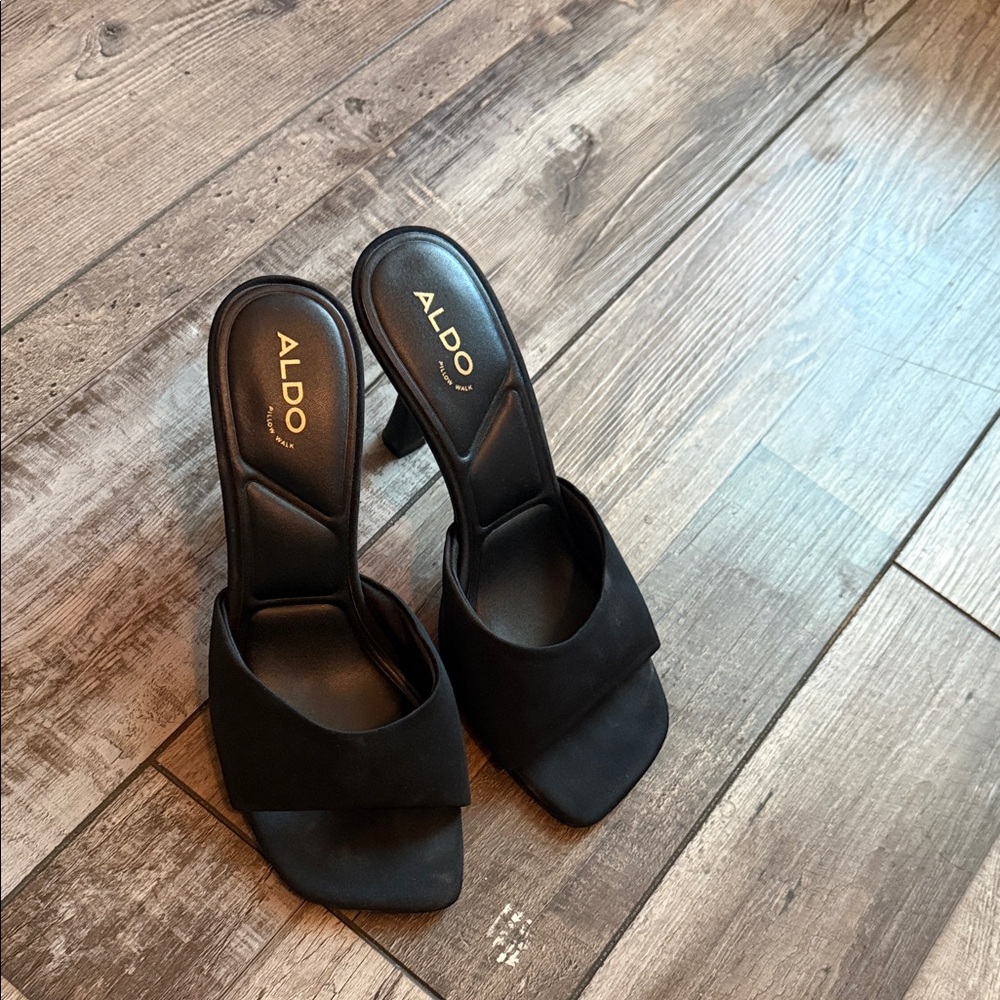 ALDO Black Square-Toe Slide Heels